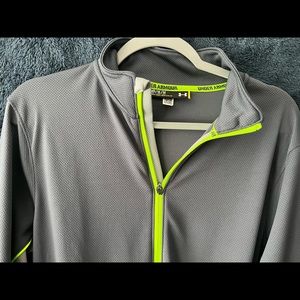 Mens under amour light weight jacket. Medium. Grey/neon green/yellow w full zip